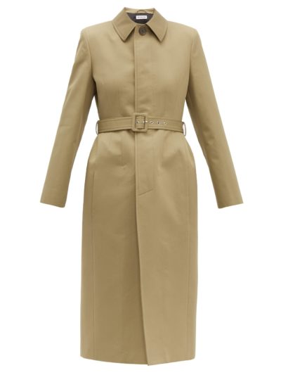 balenciaga - hourglass belted cotton-gabardine trench coat