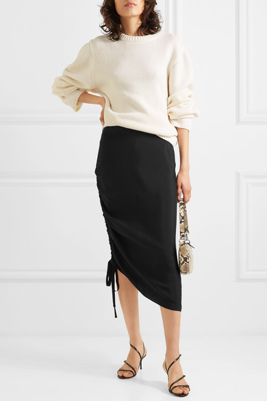 By Malene Birger - Cisco Ruched Satin Midi Skirt | ABOUT ICONS