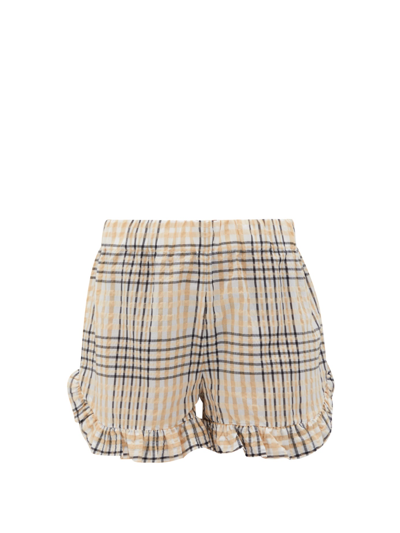 Ganni - Checked Seersucker Shorts | ABOUT ICONS