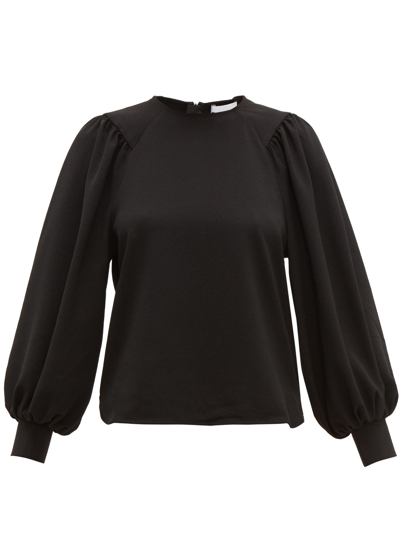 Ganni - Gathered Balloon-Sleeved Crepe Blouse | ABOUT ICONS