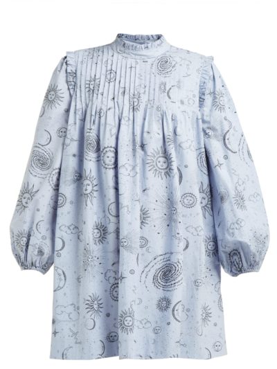 ganni - over the moon-print poplin mini dress