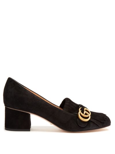 gucci - marmont fringed suede loafers