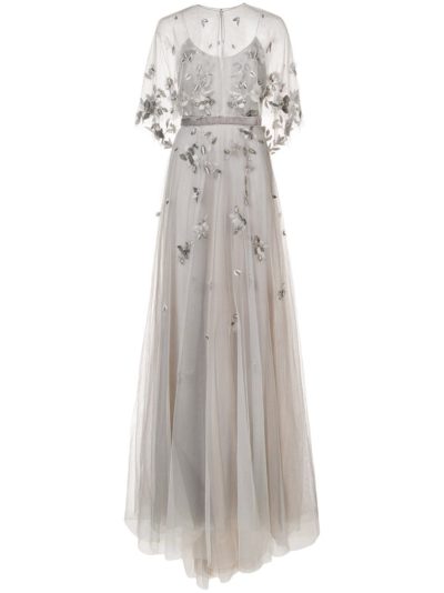 marchesa notte - embroidered cape gown