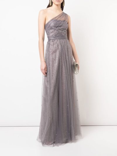 marchesa notte - long one-shoulder dress - look