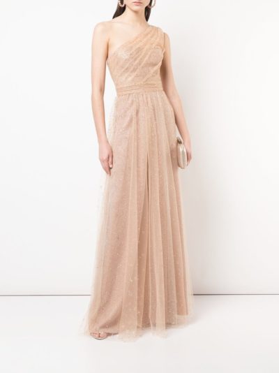 marchesa notte - long one-shoulder dress - look