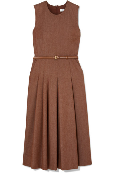 Max Mara - Belted Brushed Wool-Twill Midi Dress | ABOUT ICONS