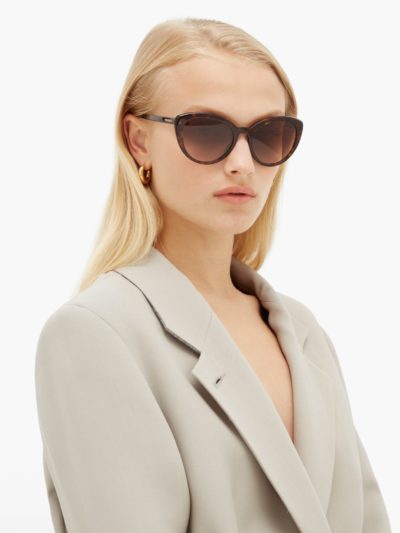 prada - cat-eye tortoiseshell-acetate sunglasses - look