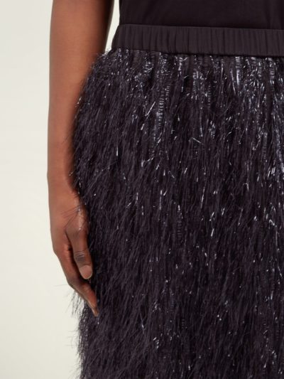 raey - elasticated-waist tinsel midi skirt - look