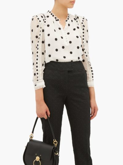 rebecca taylor - ruffled polka-dot embroidered-silk blouse - look