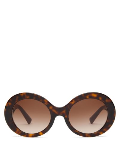 valentino - v-logo tortoiseshell round acetate sunglasses