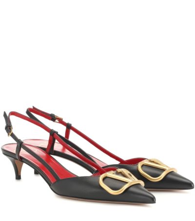 valentino - vlogo leather slingback pumps