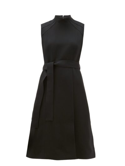 burberry - high-neck belted wool-blend dress