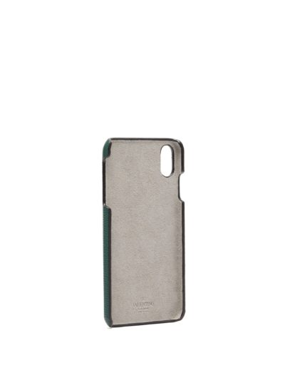 valentino - v-logo leather iphone x case - green - look