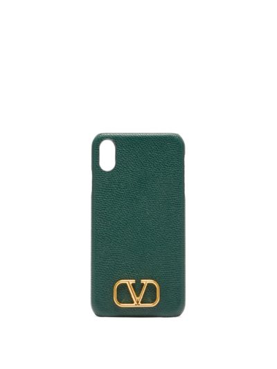 valentino - v-logo leather iphone x case - green