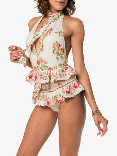 zimmermann - honour ruffled floral print swimsuit - look