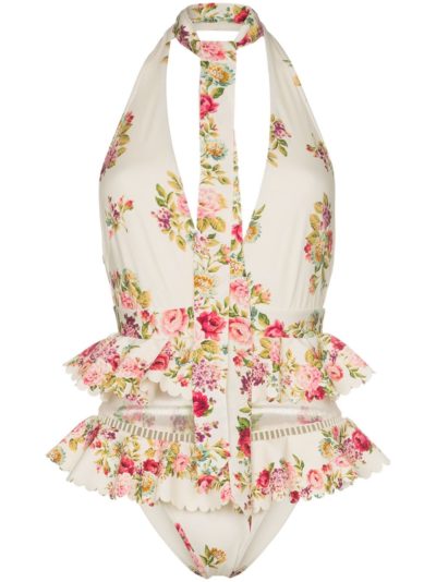 zimmermann - honour ruffled floral print swimsuit