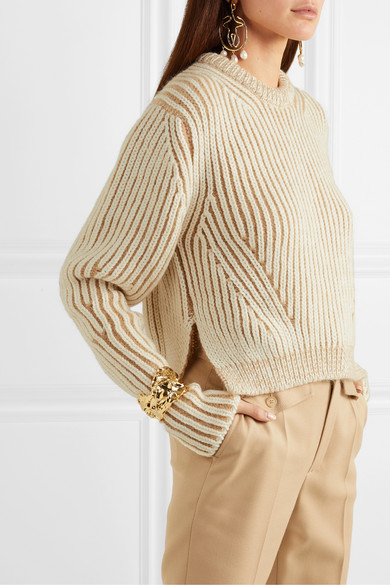 Chloé - Ribbed Two-Tone Wool-Blend Sweater | ABOUT ICONS
