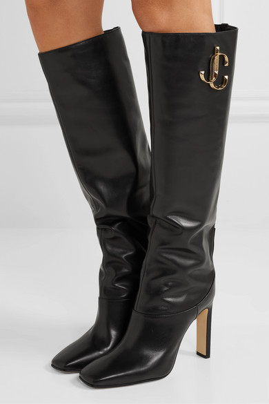 Jimmy Choo - Mahesa 100 Embellished Leather Knee Boots | ABOUT ICONS