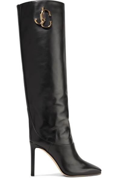 Jimmy Choo - Mahesa 100 Embellished Leather Knee Boots | ABOUT ICONS