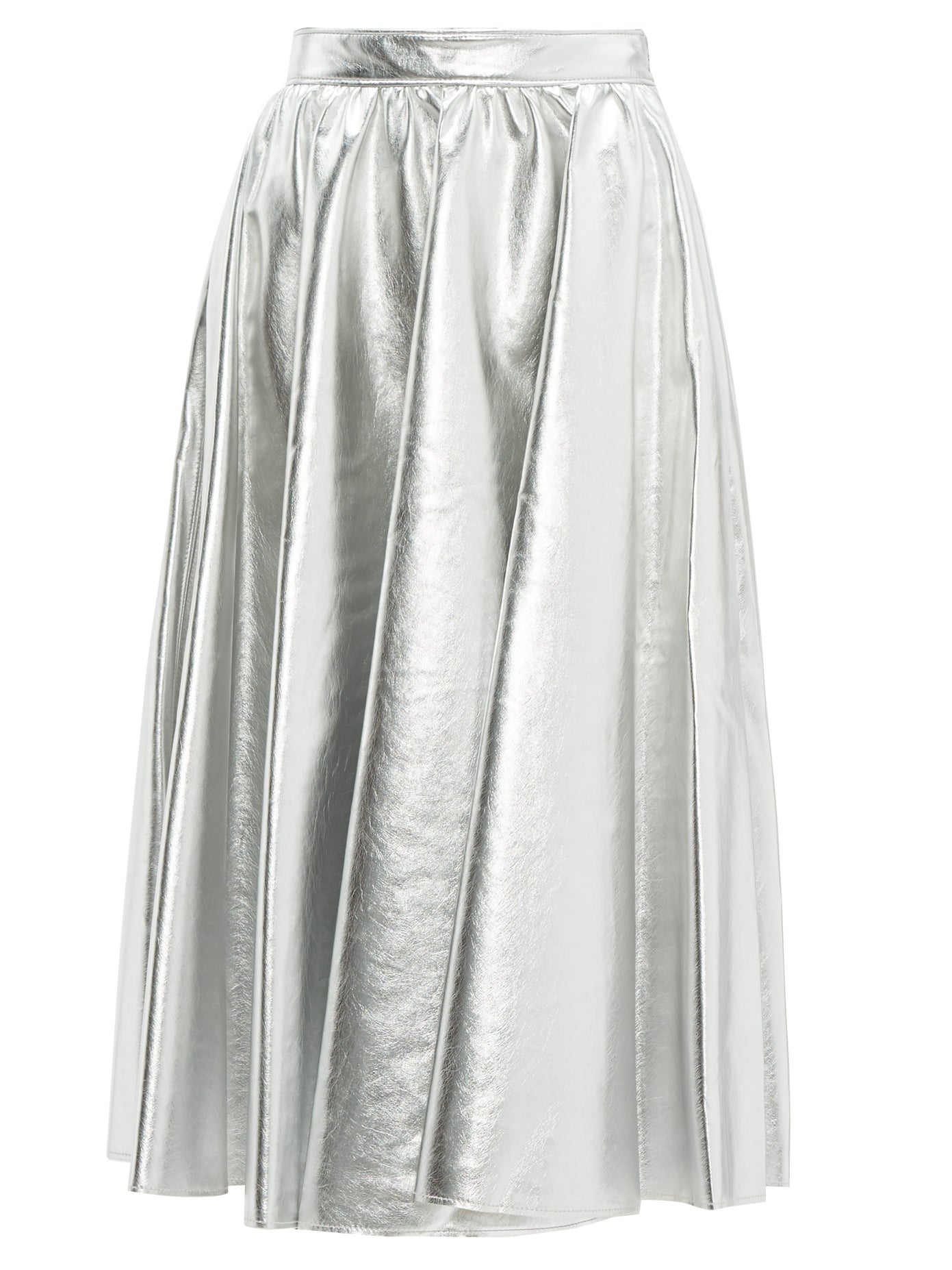 Msgm - Metallic Faux-Leather Flared Midi Skirt | ABOUT ICONS