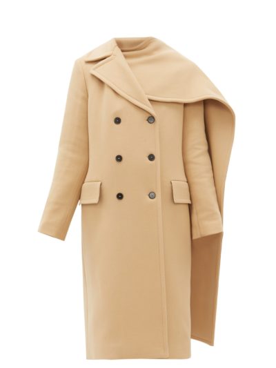 msgm - removable-scarf wool-blend double-breasted coat