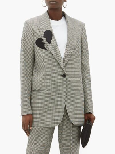 msgm - single-breasted broken-heart wool-blend blazer - look
