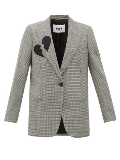 msgm - single-breasted broken-heart wool-blend blazer