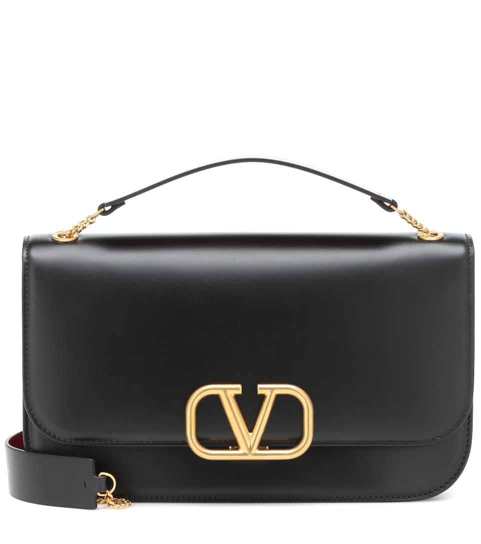 Valentino - Vlock Medium Leather Clutch - Black | ABOUT ICONS
