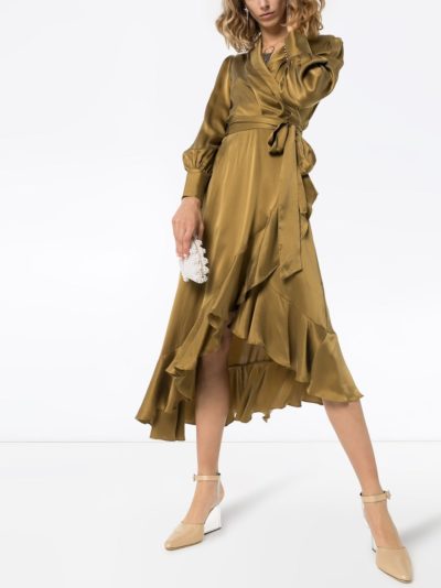 zimmermann - asymmetric midi wrap dress - look