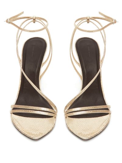 isabel marant - axee snake-effect metallic-leather sandals - look