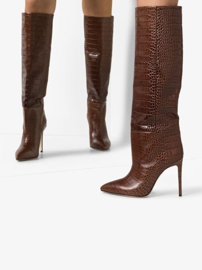 paris texas - knee-high crocodile-effect boots - look