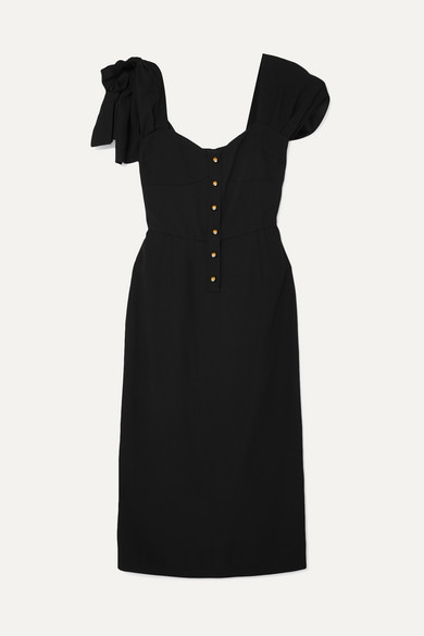 Prada - Bow-Embellished Crepe Midi Dress | ABOUT ICONS
