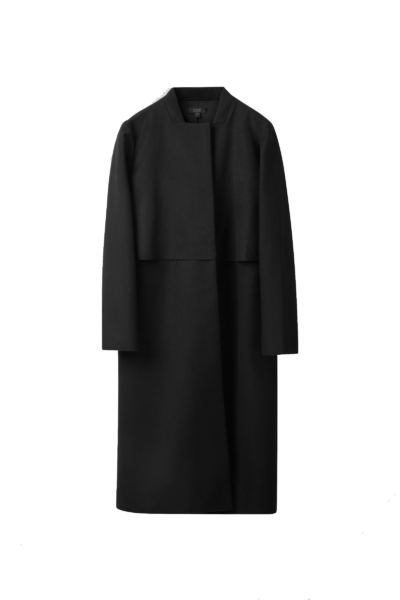 COS - Square-Neck Wool Coat - Black