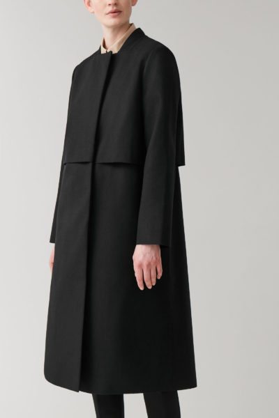 COS - Square-Neck Wool Coat - Black Look