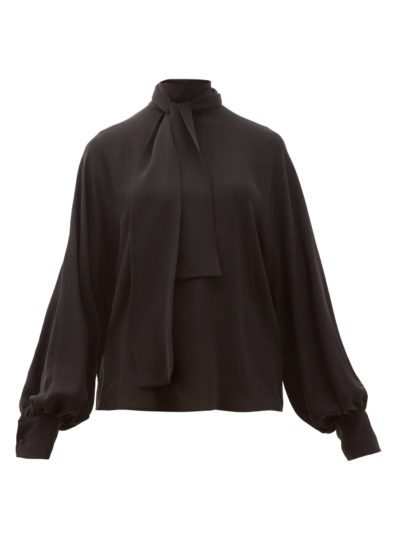Valentino - Tie-Neck Silk-Georgette Blouse | ABOUT ICONS