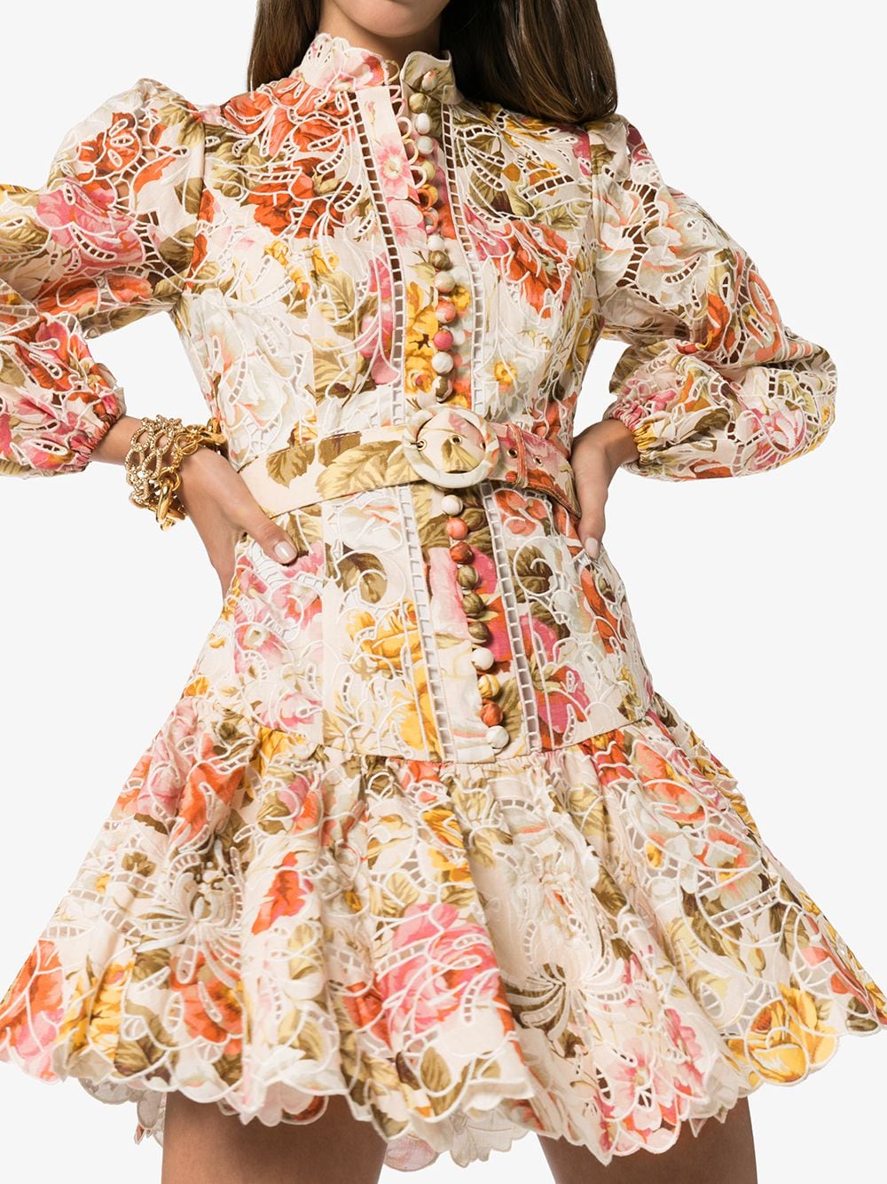 Zimmermann Belted FloralPrint Lace Dress ABOUT ICONS