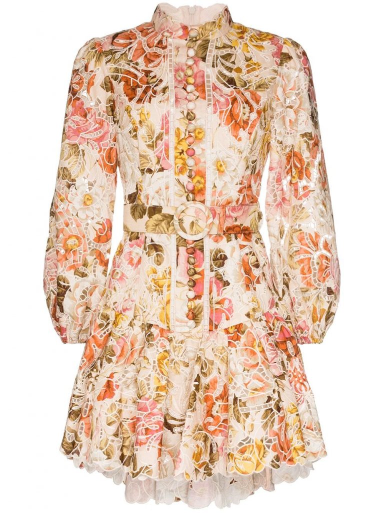 Zimmermann - Belted Floral-Print Lace Dress | ABOUT ICONS