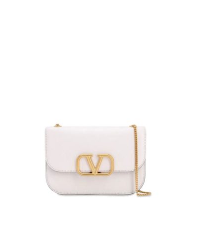 Valentino Garavani – VLOCK Small Leather Shoulder Bag – White