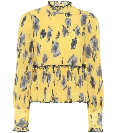 ganni - floral crepe blouse - yellow