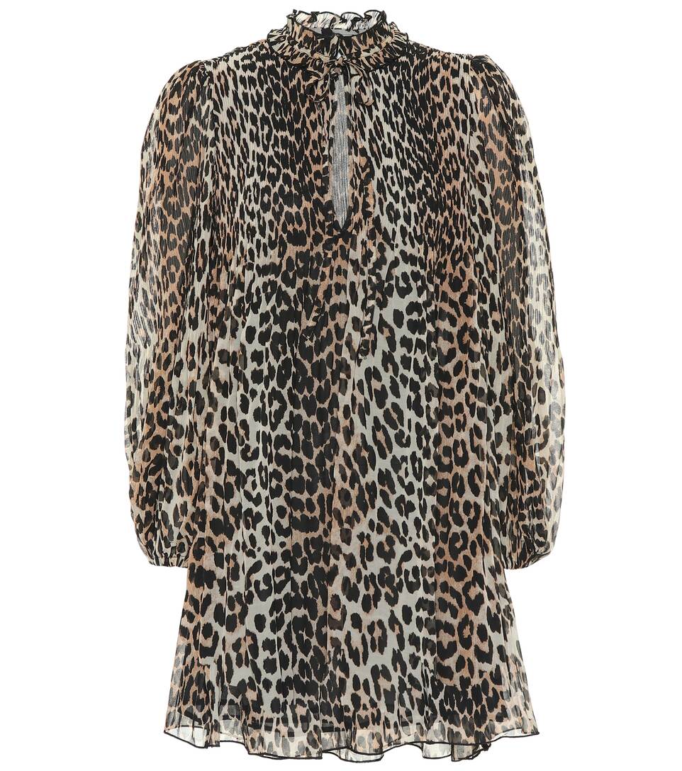 Ganni - Leopard-Print Georgette Minidress | ABOUT ICONS