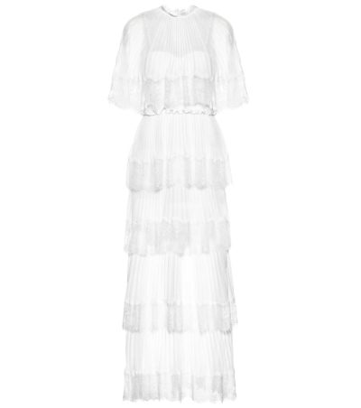 self-portrait - tiered crepe dress - white