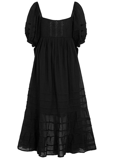 Free People - Let's Be Friends Black Gauze Midi Dress