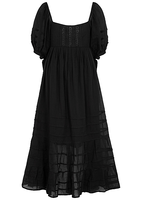 Free People - Let's Be Friends Black Gauze Midi Dress | ABOUT ICONS