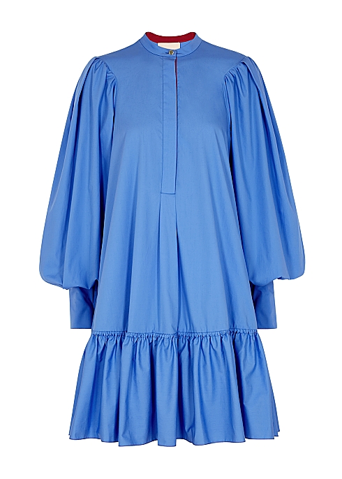 Roksanda - Deva Blue Cotton-Poplin Mini Dress | ABOUT ICONS