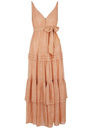 Sundress - Calypso Lame-Weave Cotton Maxi Dress