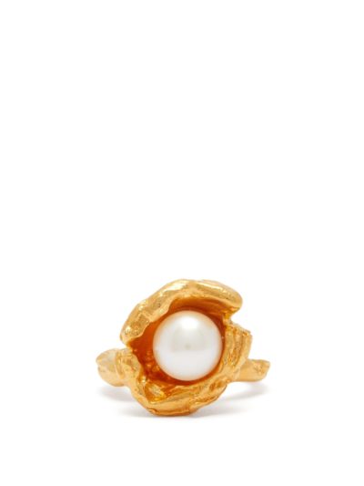 alighieri - pearl - 24kt gold-plated ring