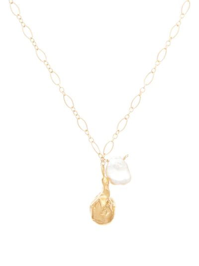 alighieri - pearl charm-drop 24kt gold-plated necklace