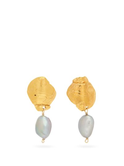 alighieri - shadow 24kt gold-plated and pearl earrings