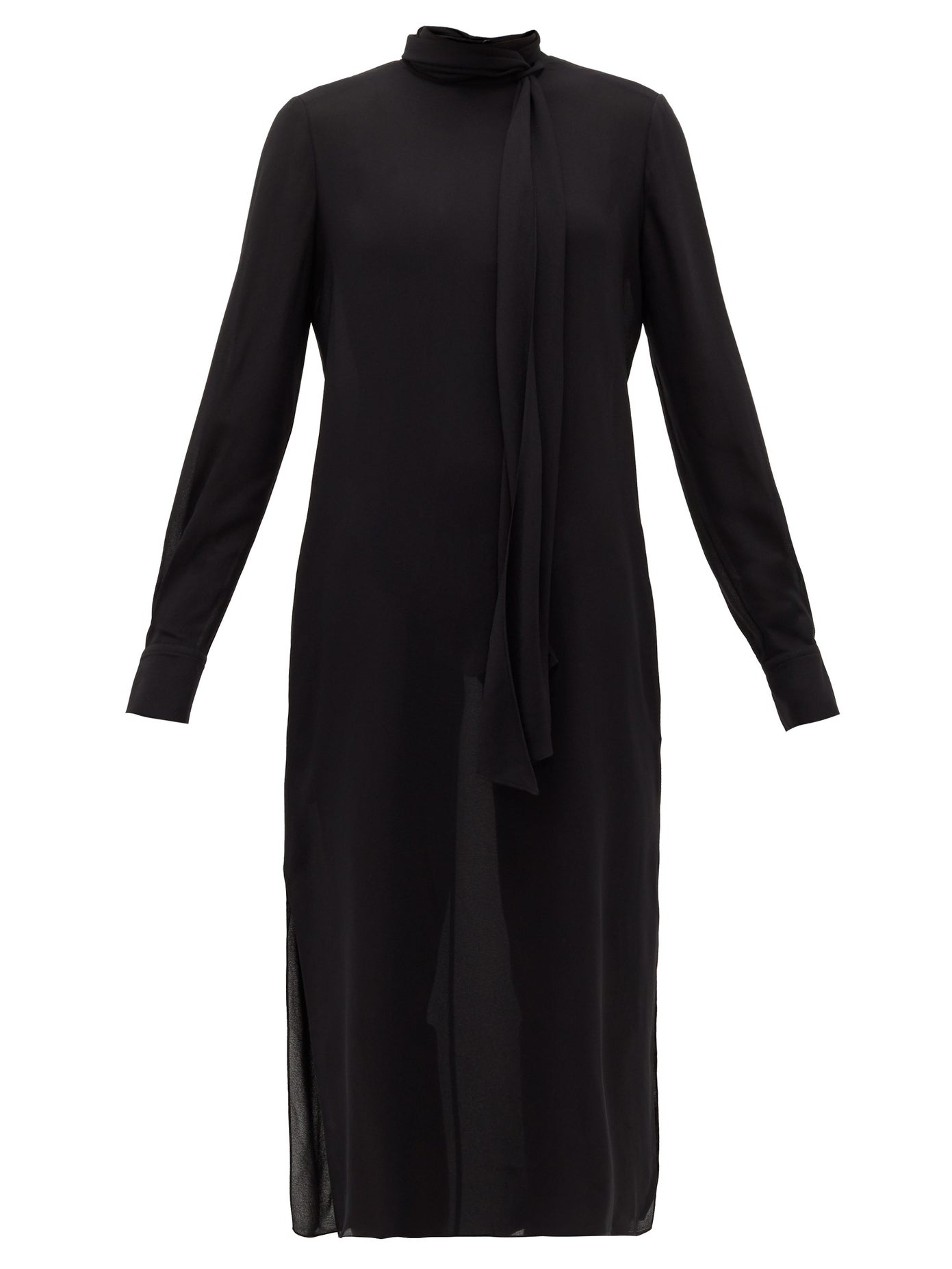 Another Tomorrow - Tie-Neck Crepe Midi Dress | ABOUT ICONS