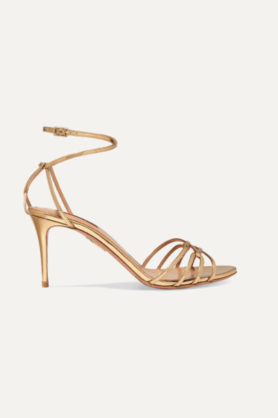 aquazzura - very first kiss 75 metallic leather sandals